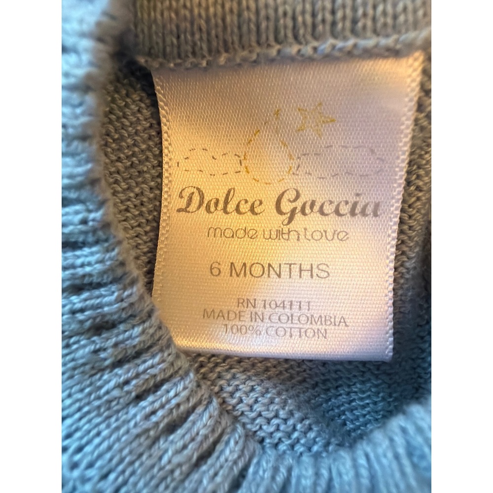 Dolce Goccia Knit Set Blue 2-Piece Sweater and Pants 6 Months 100% Cotton - Picture 3 of 5